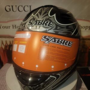 Sabre Men's Full-Face Motorcycle Helmet in Black and Orange